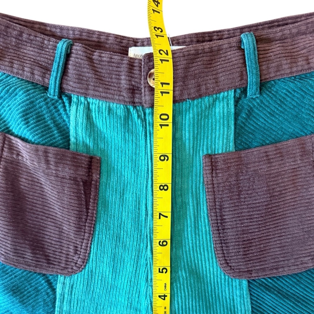 Sveti Stefan Green Colorblock Corduroy Wide Leg High Rise Trousers Size US 4 - Picture 8 of 10
